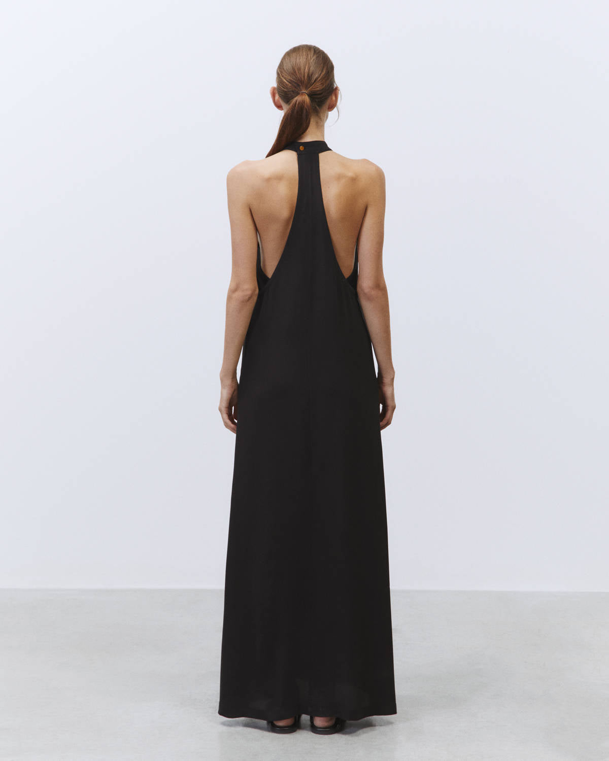HALTER NECK DRESS SILK CREPE Black