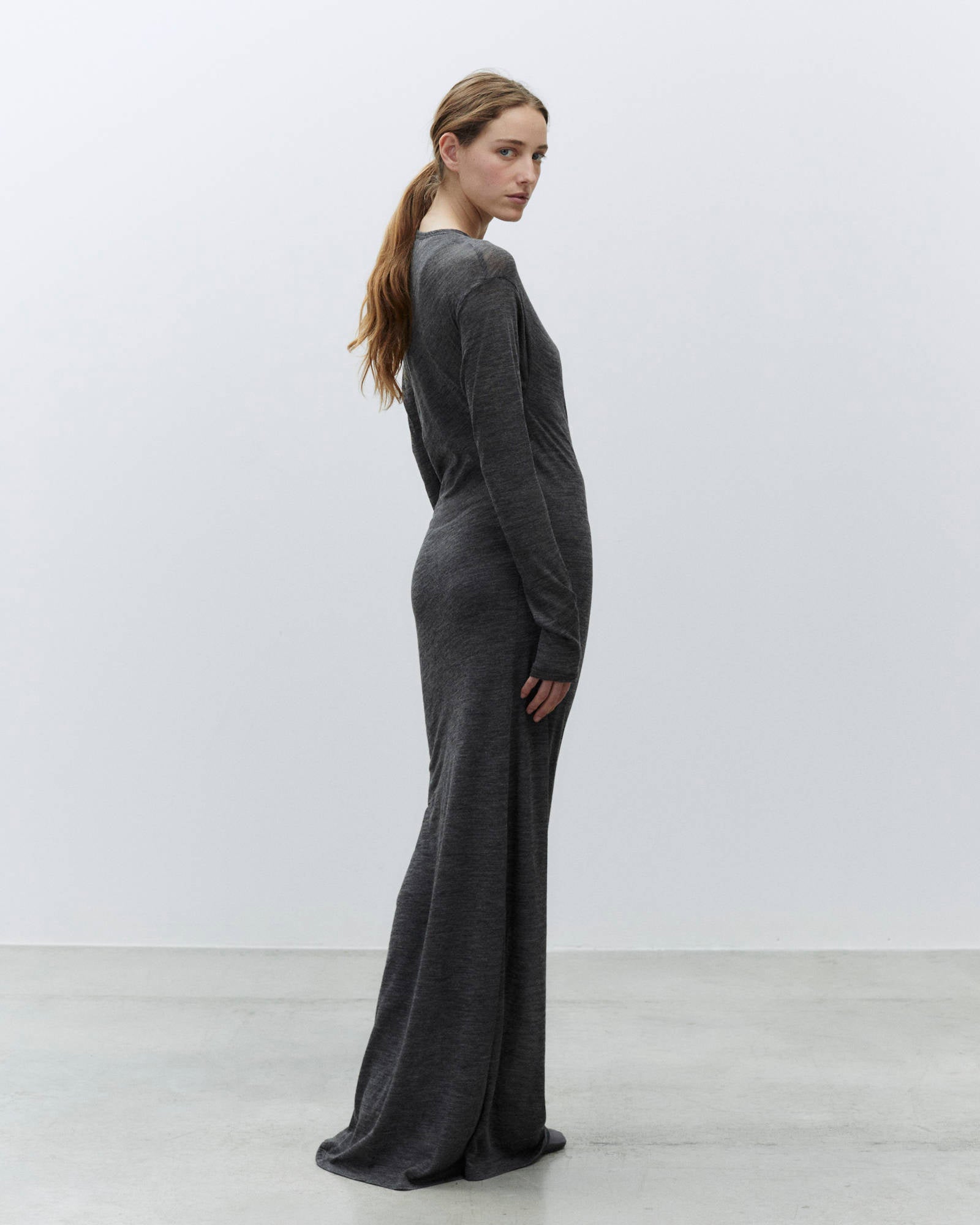 LONG LIGHT WOOL DRESS