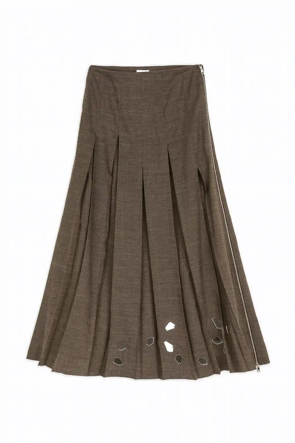 EMBROIDERED PLEATED VOILE SKIRT