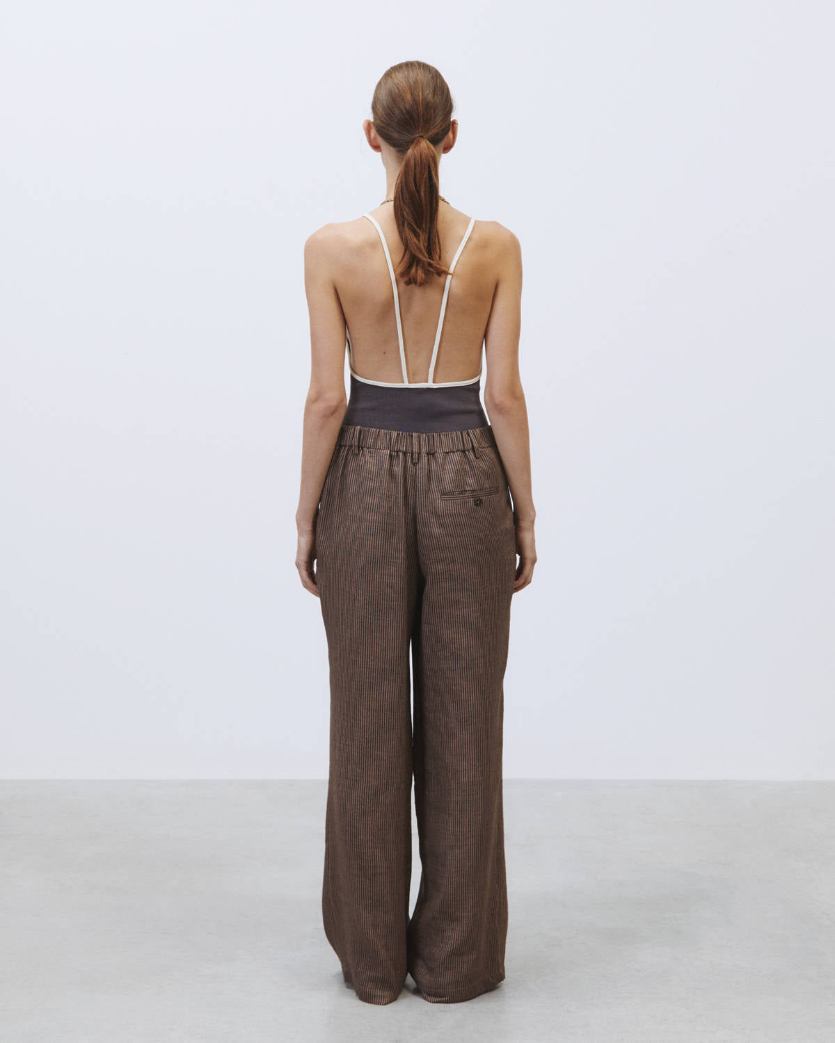 MICRO STRIPE TAILORED TROUSERS Choco
