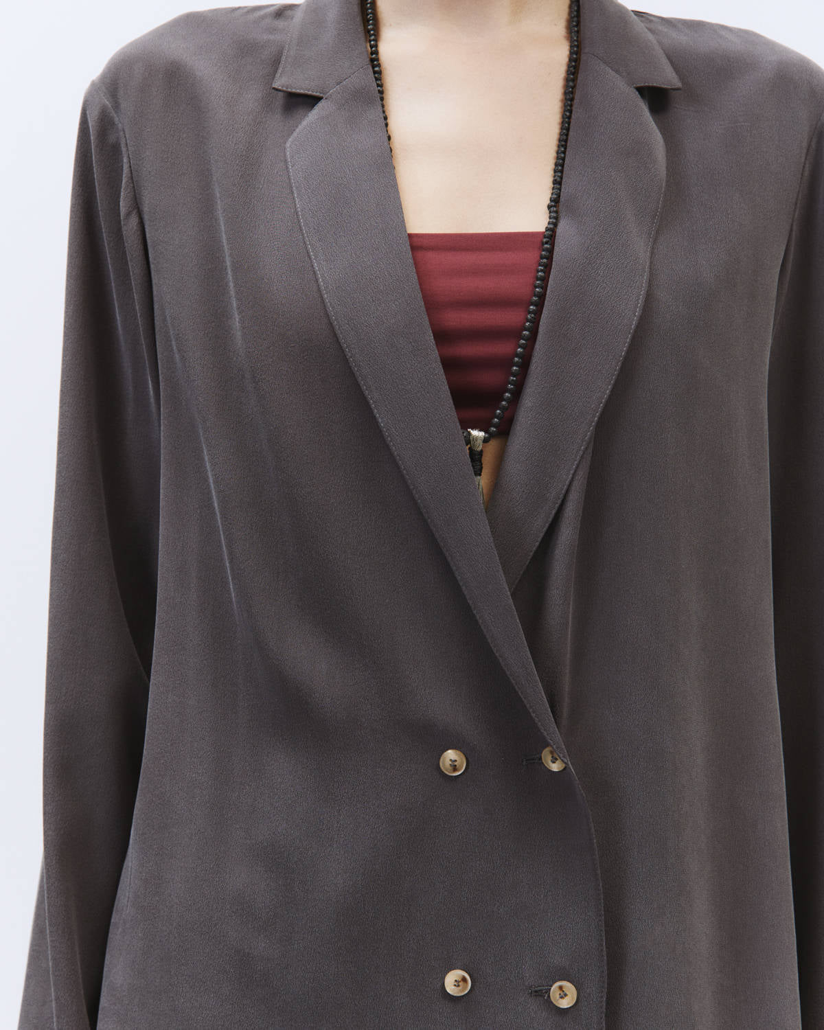 DOUBLE BREASTED SILK CREPE BLAZER