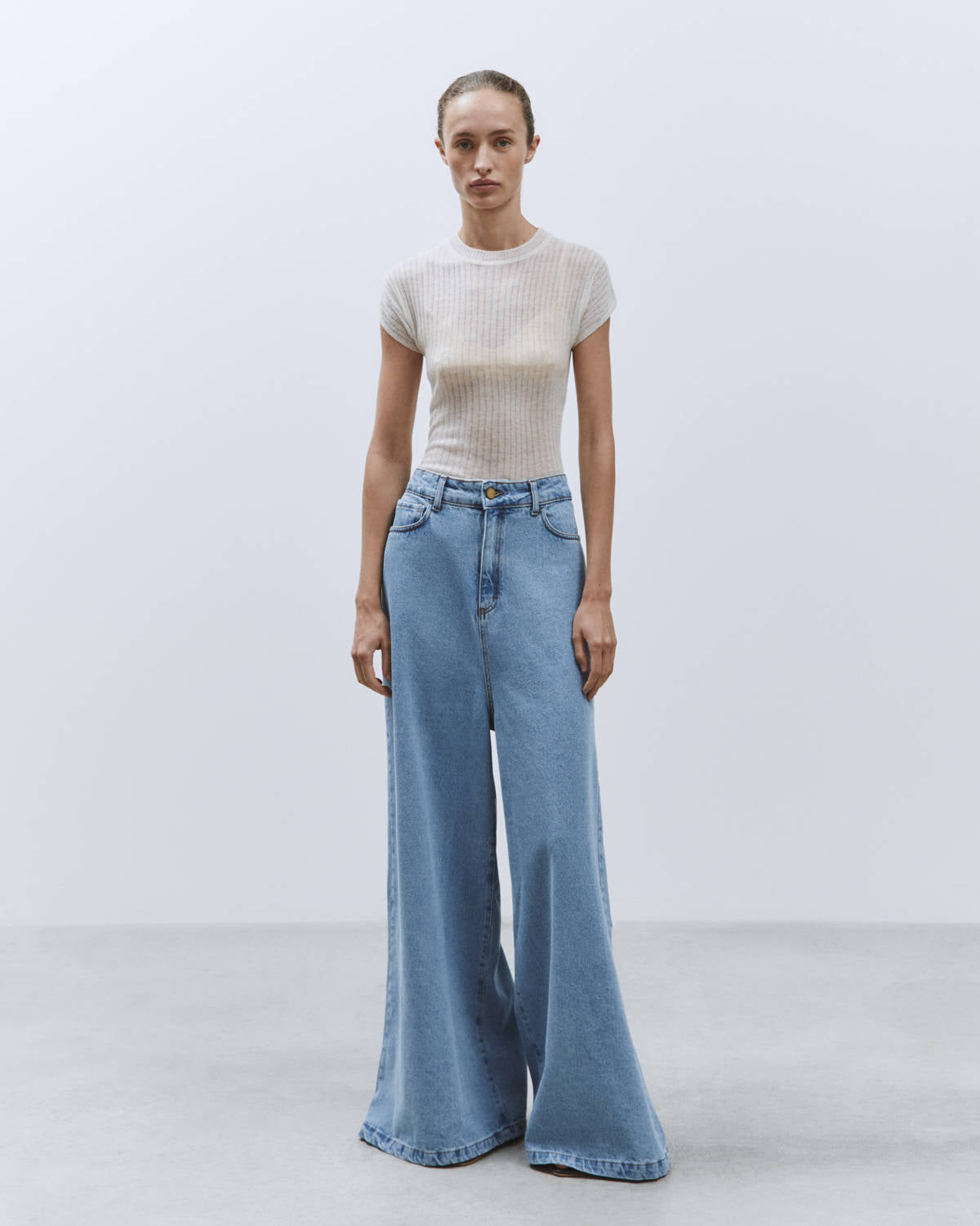 SLIM KNIT T-SHIRT Milk