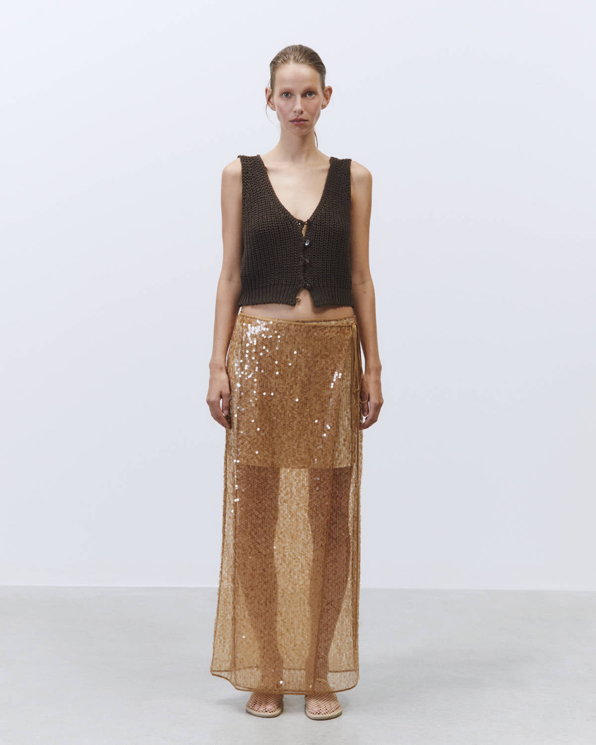 GOLD SEQUIN WALLET SKIRT Gold