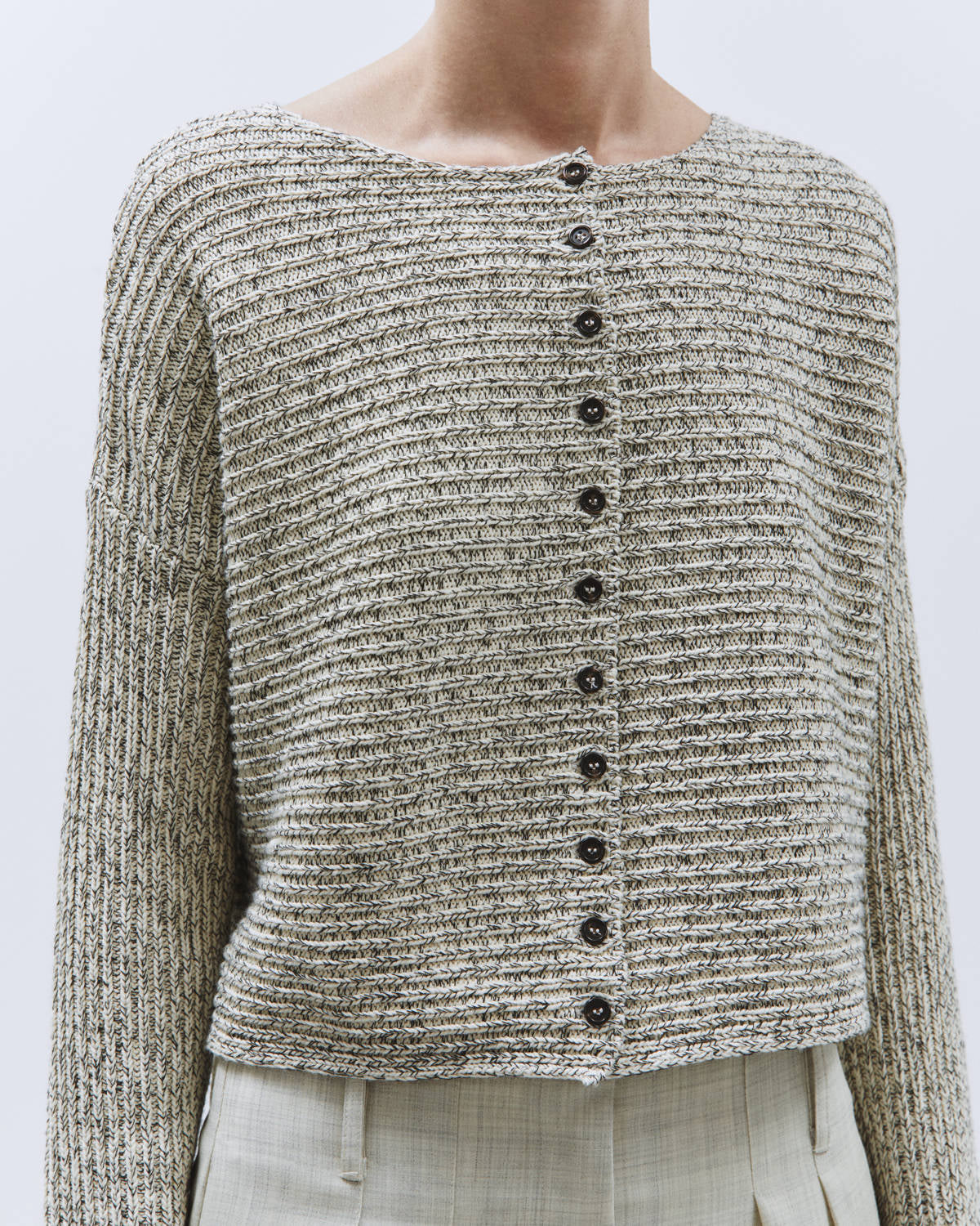 GRAINY MERINGUE KNIT CROPPED CARDIGAN