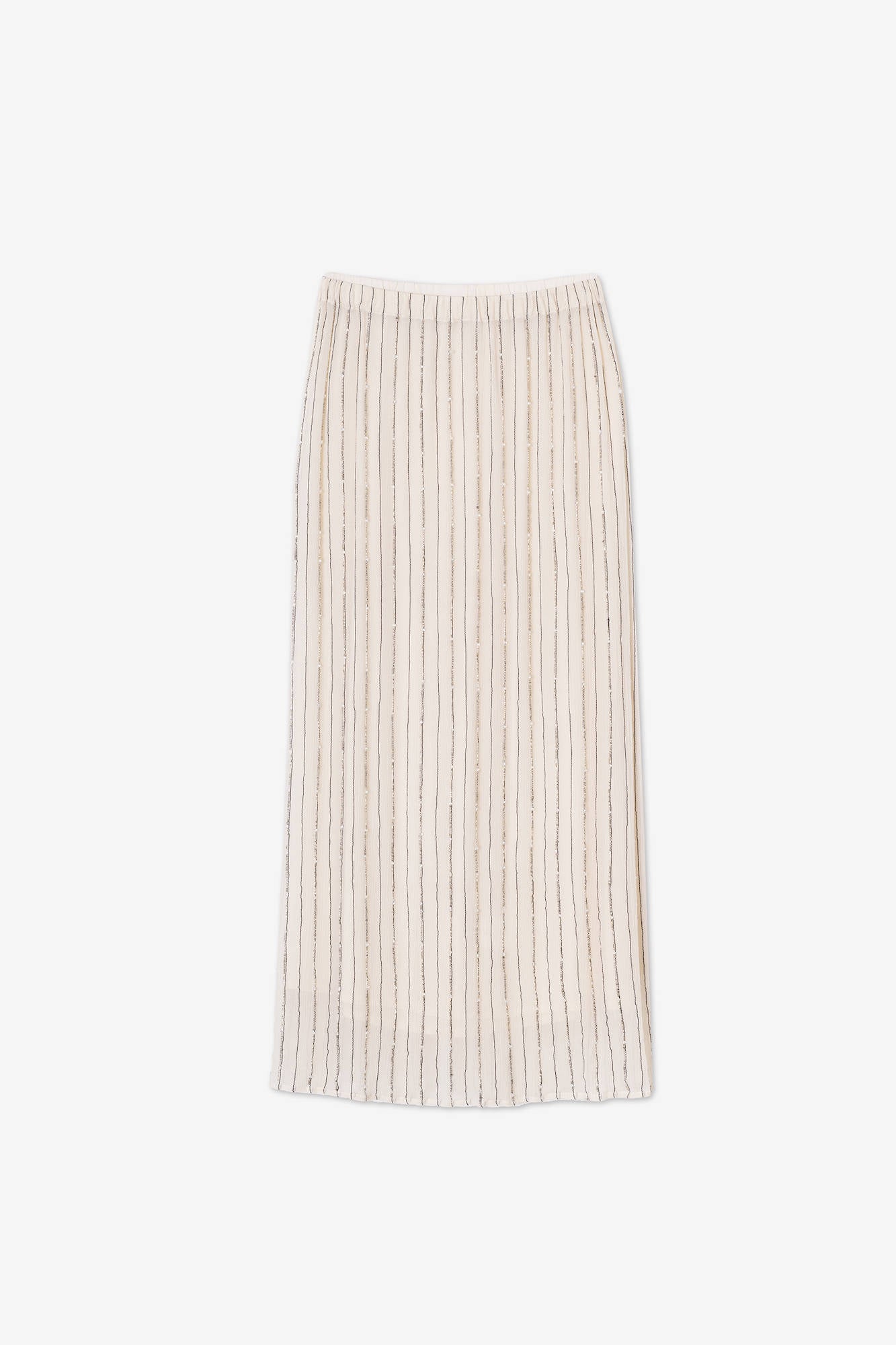 LOUNGETTE SKIRT SILK CREPONNE EMBROIDERED MERINGUE