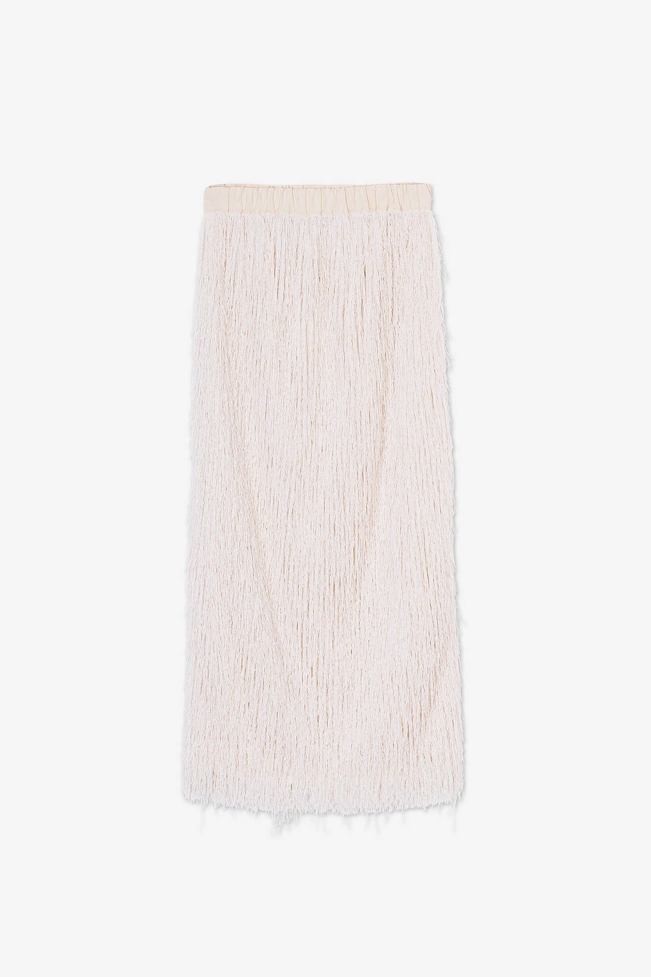 MIDI SKIRT IN MERINGUE FRINGE FABRIC