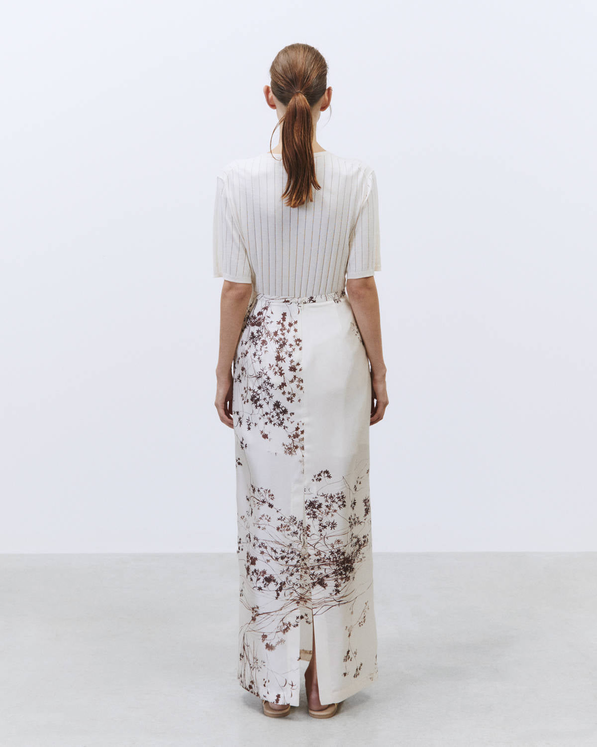 LONG PRINTED SILK SKIRT Milk