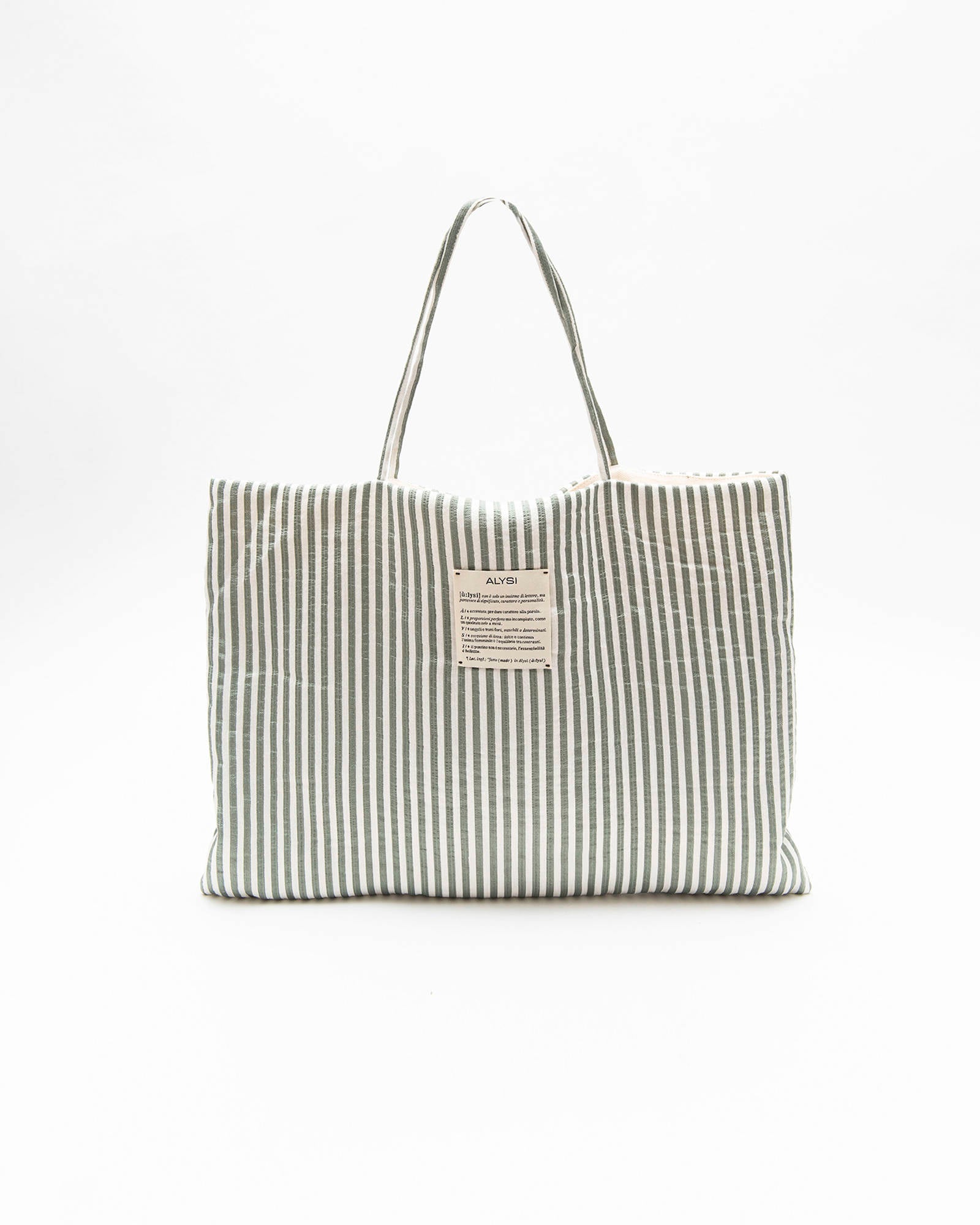Sage Striped SATIN SHOPPER