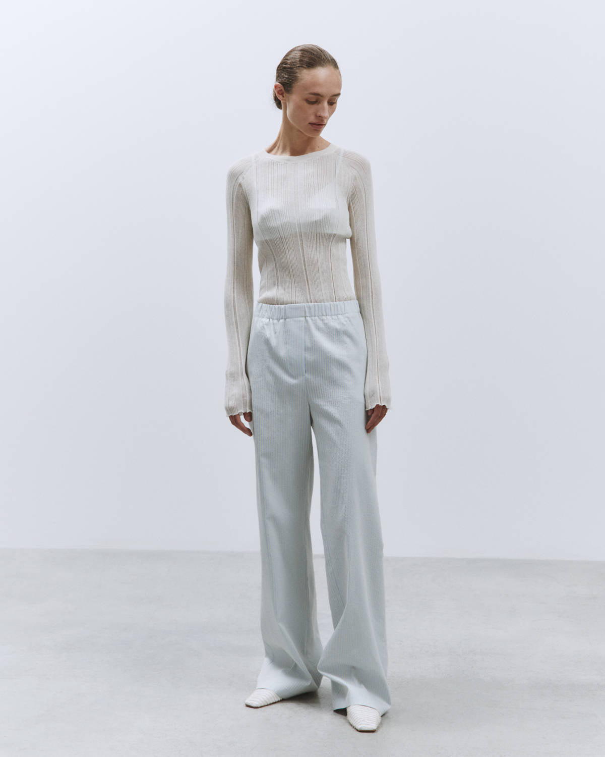 PINSTRIPES GYM PANTS Light Blue