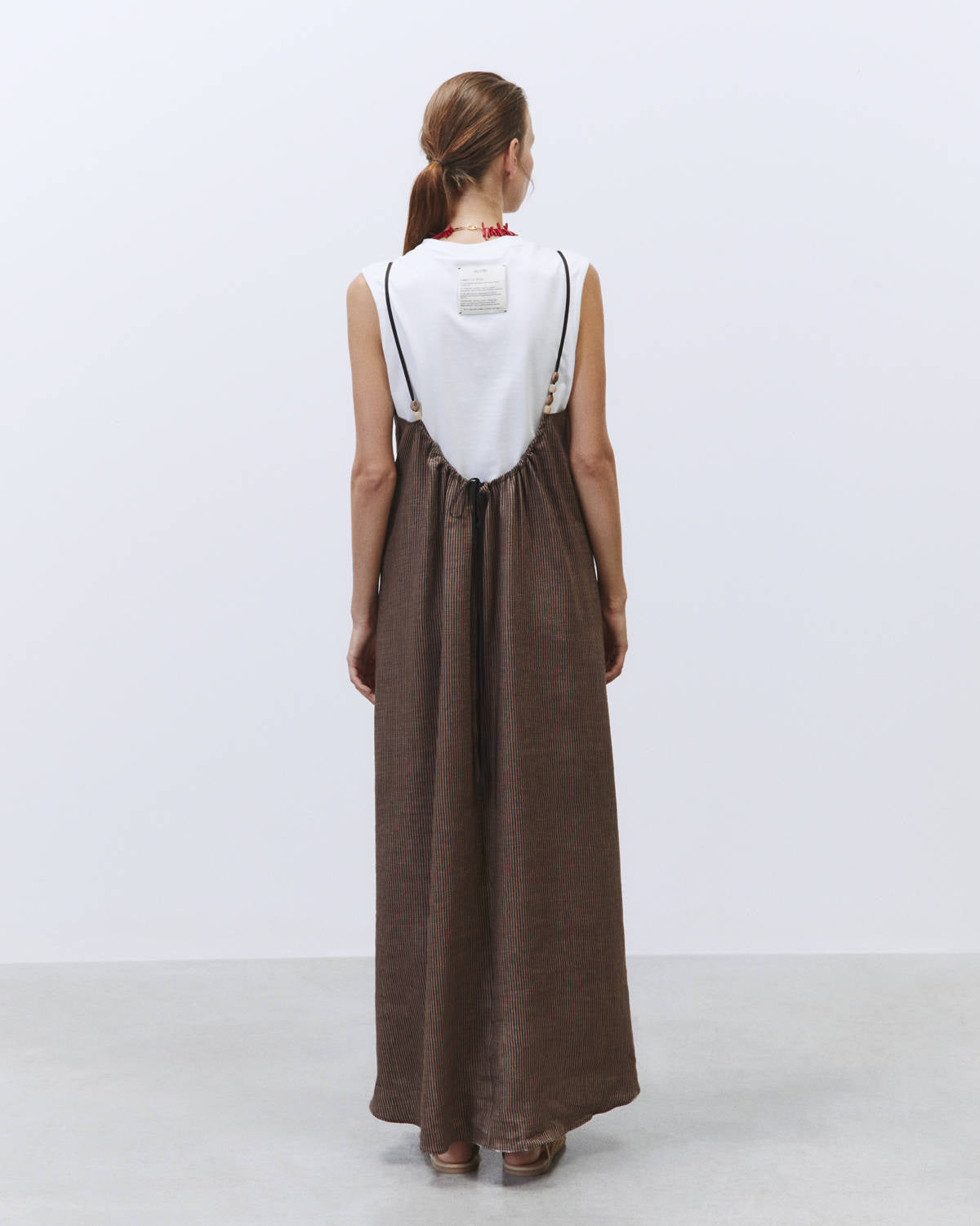 LONG DRESS MICRO STRIPE Choco
