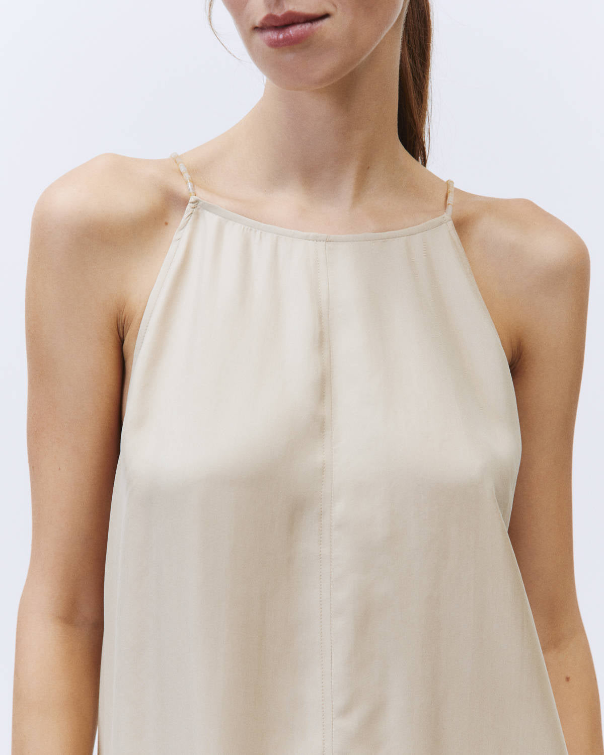 LONG DRESS SILK TWILL Cream