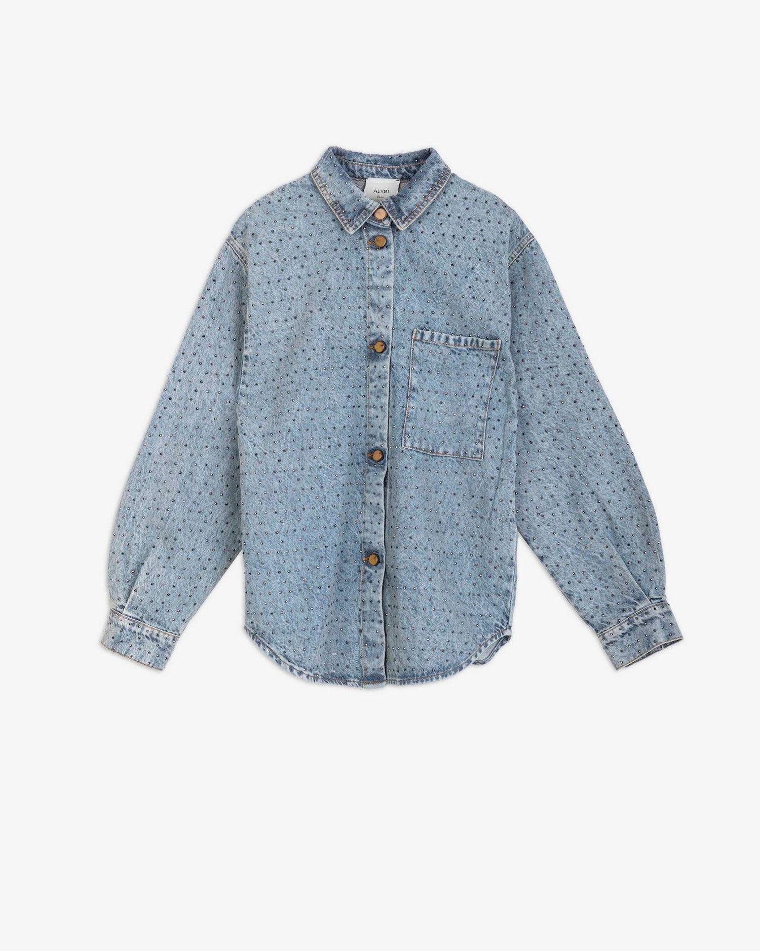 DENIM SHIRT WITH RHINESTONE APPLICATIONS