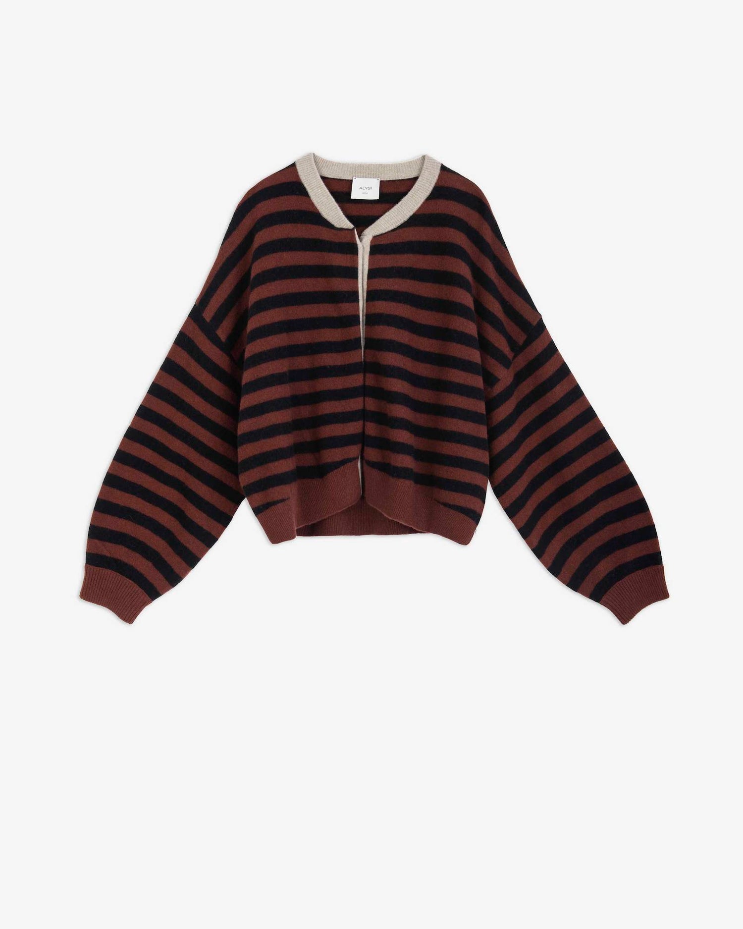 STRIPED BOMBER CARDIGAN