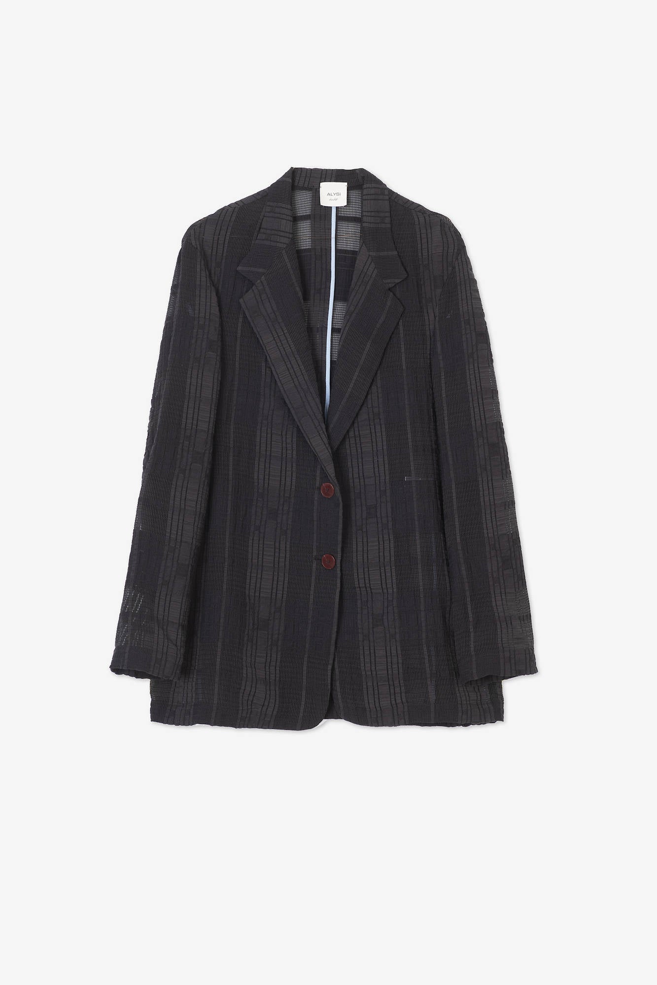 SINGLE BREASTED CHECK A JOUR BLAZER Black