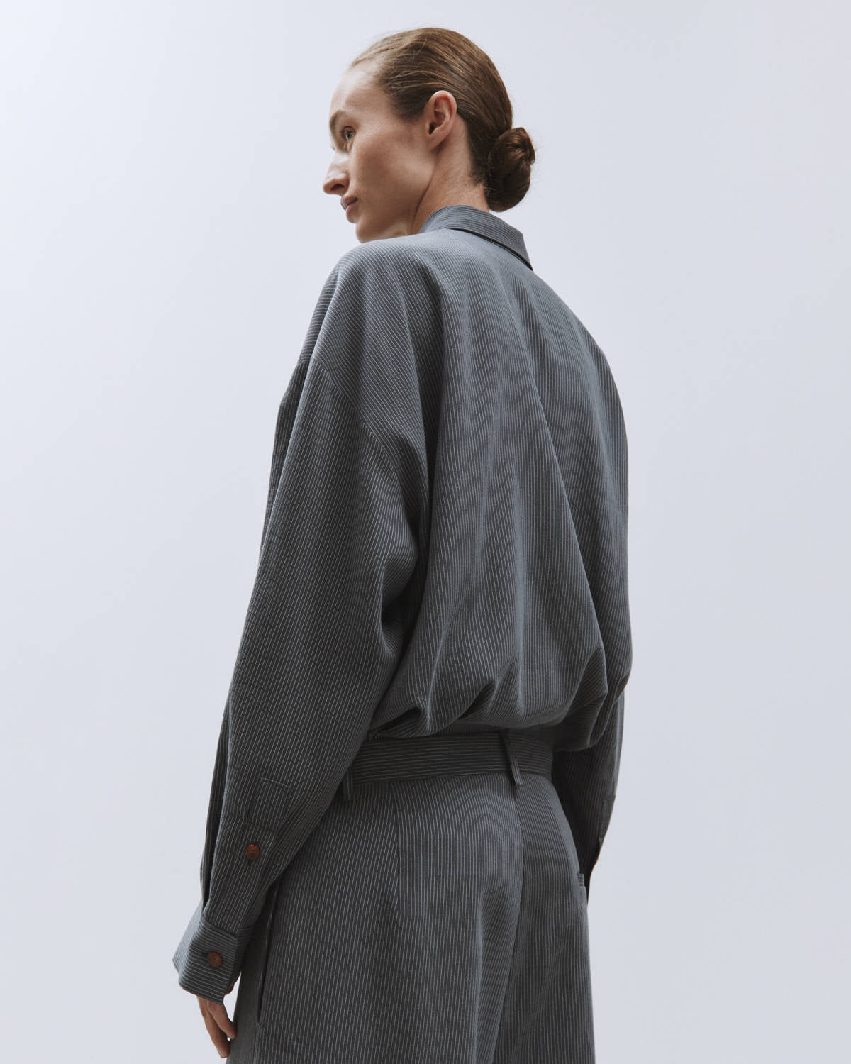 MAXI PINSTRIPES SUIT Smoke