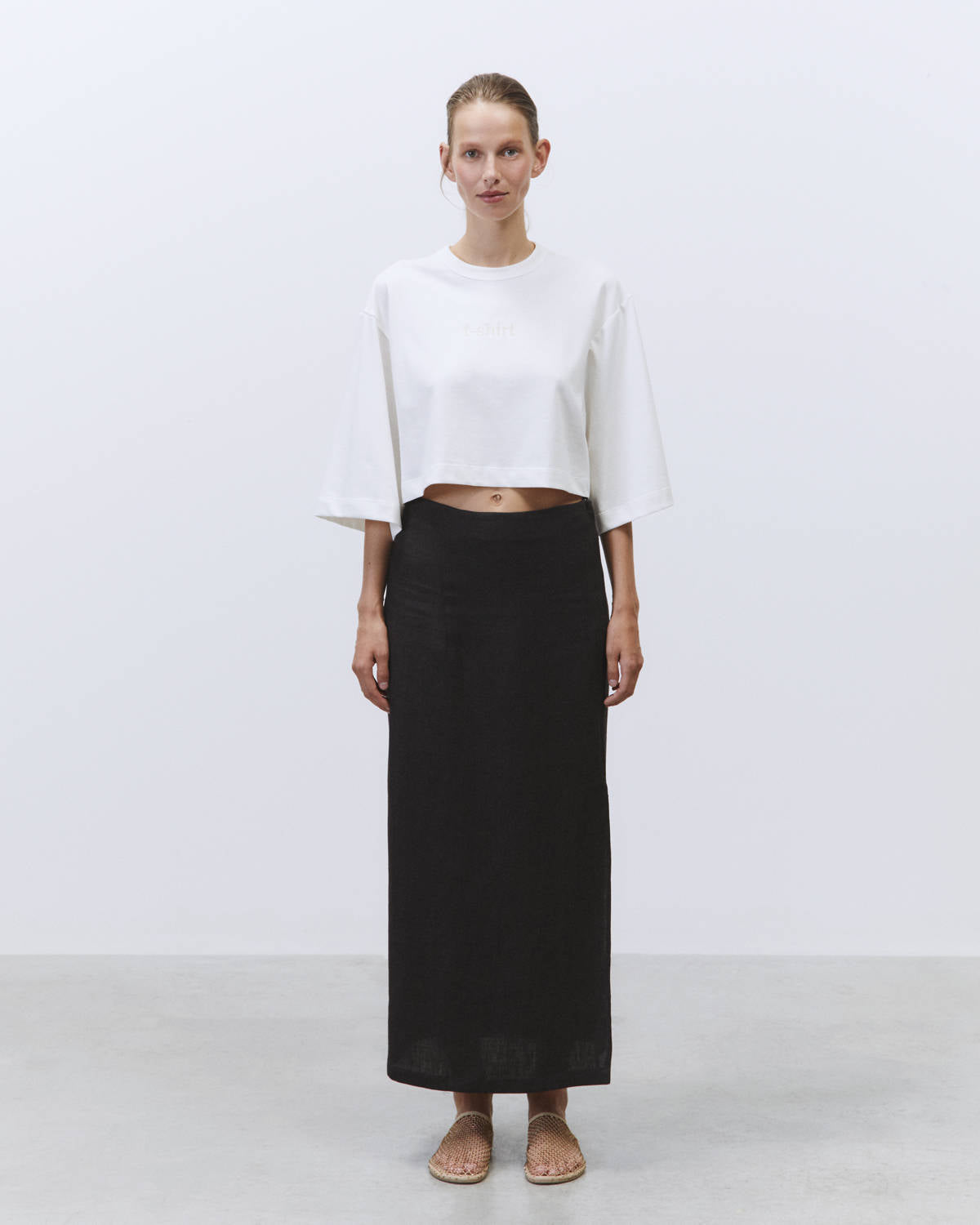 DELAVE' LINEN SKIRT WITH HIGH SPLIT