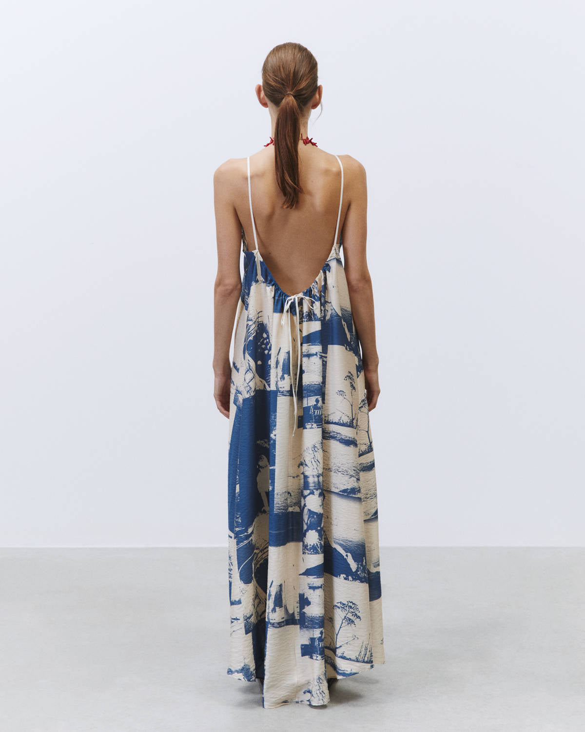 LONG DRESS PHOTO PRINT Indigo
