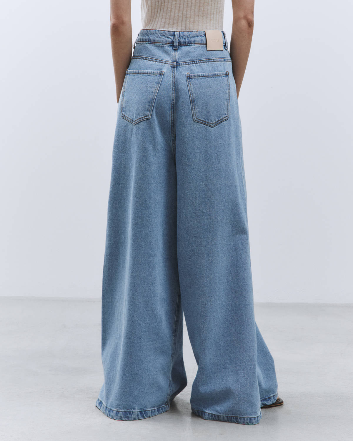 FIVE POCKET WIDE LEG blue denim