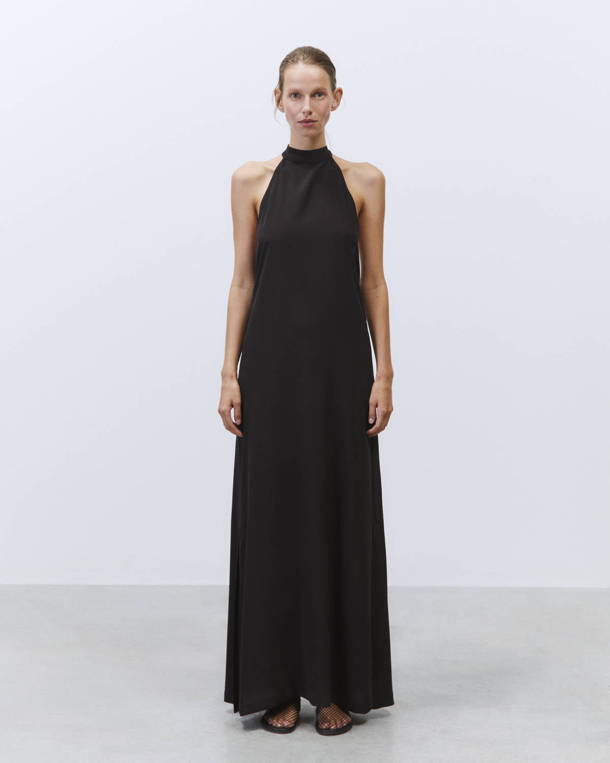HALTER NECK DRESS SILK CREPE Black