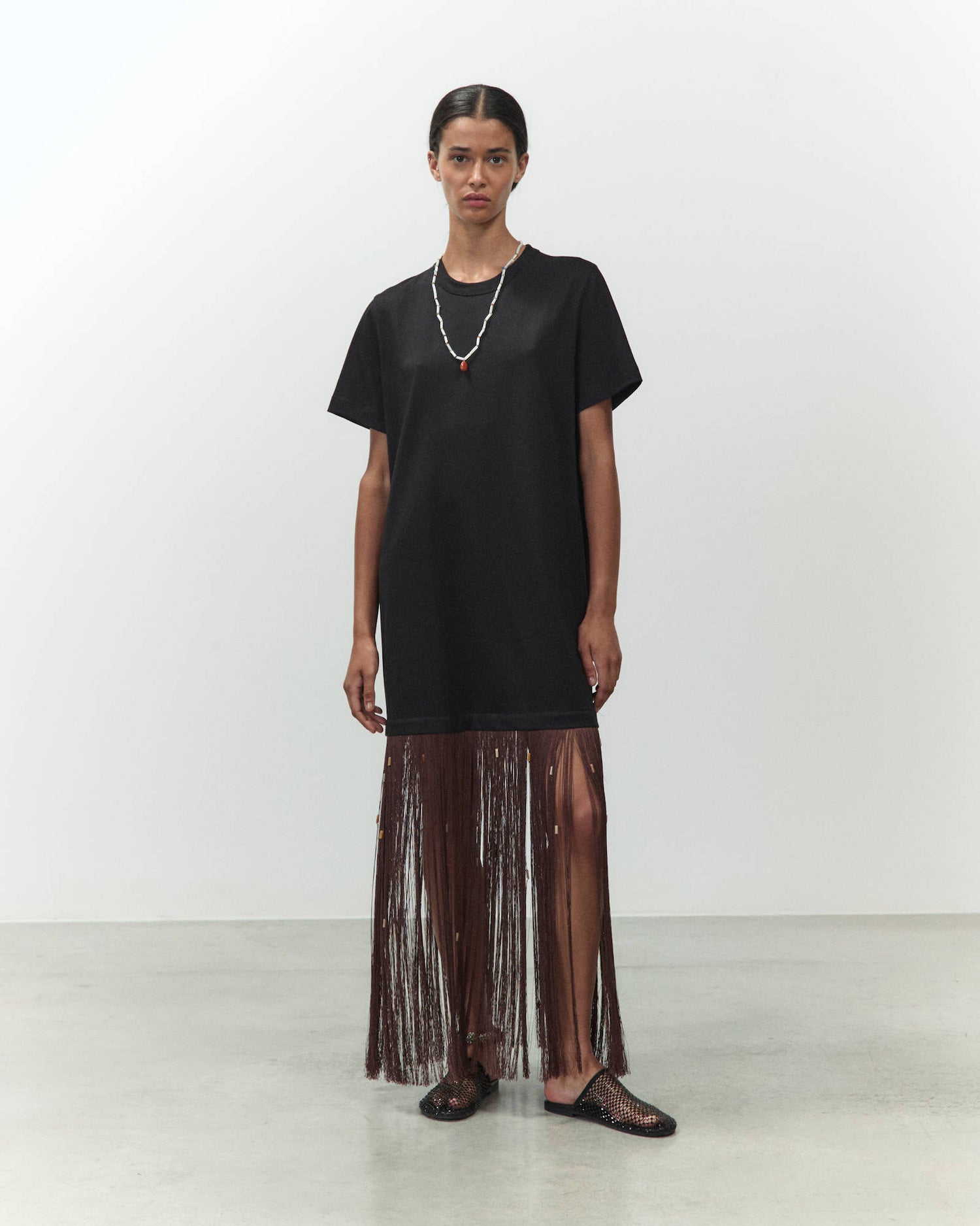 ABITO T-SHIRT CON FRANGE